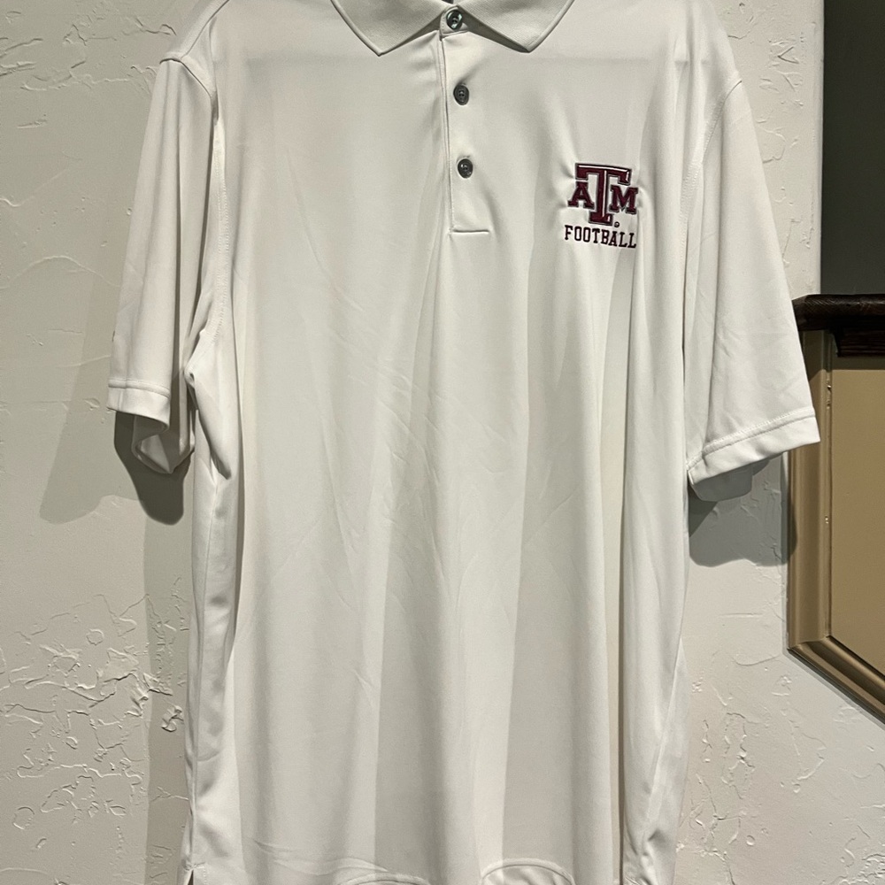 Texas A&M Football: Ashworth White Polo Shirt Performance Athletic Wear